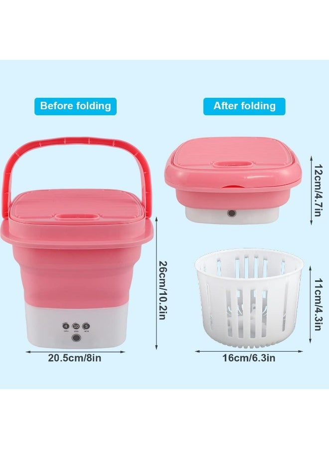 غسالة صغيرة محمولة وقابلة للطي ومجفف دوار، غسالة صغيرة قابلة للطي للتخييم والسيارة الترفيهية والسفر والمساحات الصغيرة، خفيفة الوزن وسهلة الحمل (بينك بلاستيك) - Image 5